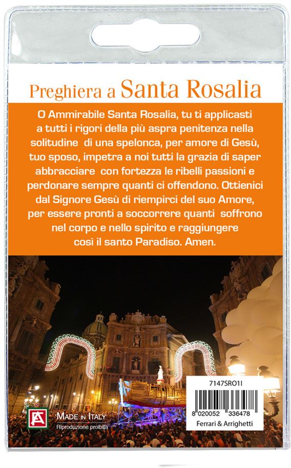 portachiavi santa rosalia (palermo) con preghiera in italiano (versione a)