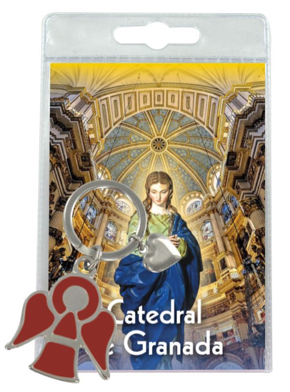 portachiavi angelo cattedrale di granada con preghiera in spagnolo
