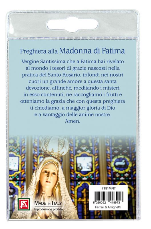 portachiavi angelo madonna di fatima con preghiera in italiano