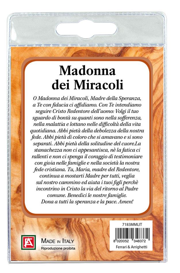 blister preghiera alla madonna dei miracoli con bracciale - italiano
