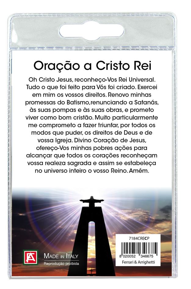 blister(c)santuario cristo rei con croce metallo cm 4,8 - portoghese
