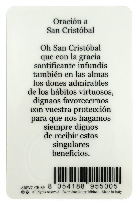 card san cristoforo in pvc - misura 5,5 x 8,5 cm - spagnolo
