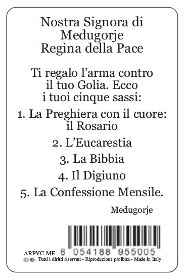 card madonna di megjugorje in pvc - 5,5 x 8,5 cm - italiano