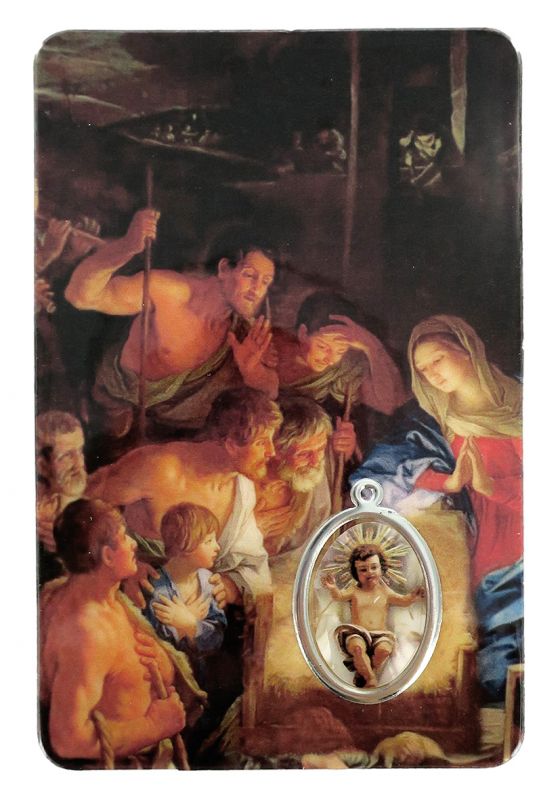 card santo natale in pvc - 5,5 x 8,5 cm - spagnolo