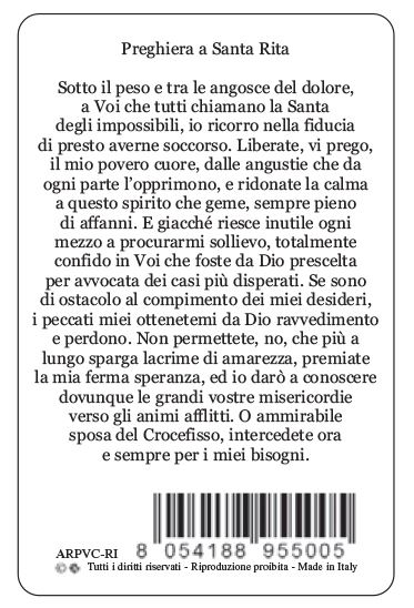 card santa rita in pvc - 5,5 x 8,5 cm - italiano