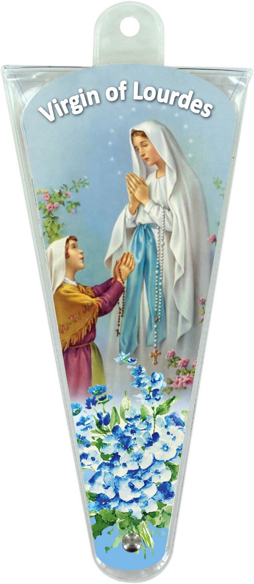 ventaglio preghiere alla madonna di lourdes in inglese - altezza di 17,5 cm