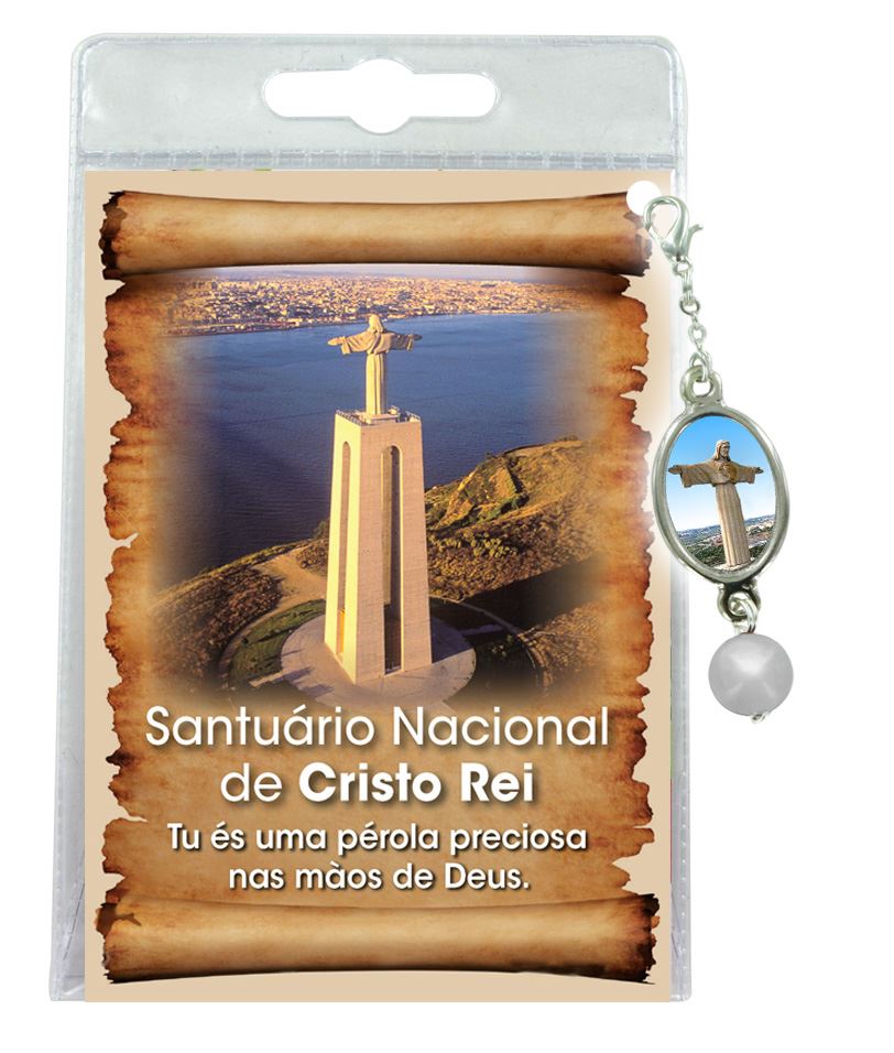 blister con ciondolo medaglia e perla cristo rei - portoghese