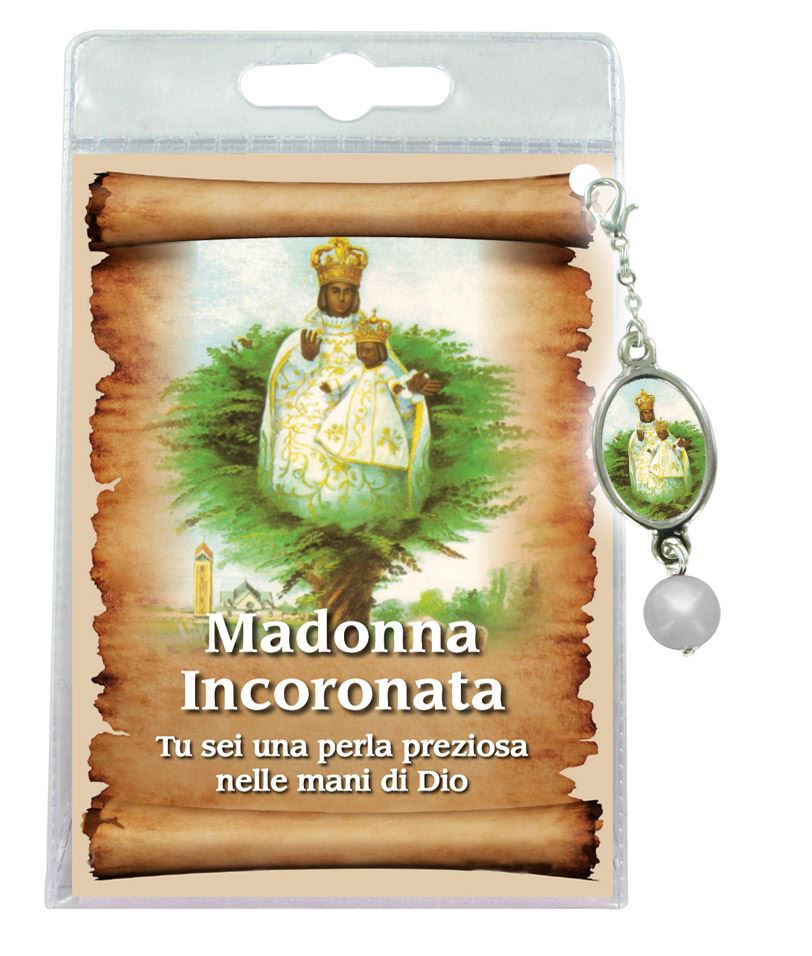 blister con ciondolo medaglia e perla madonna incoronata - italiano