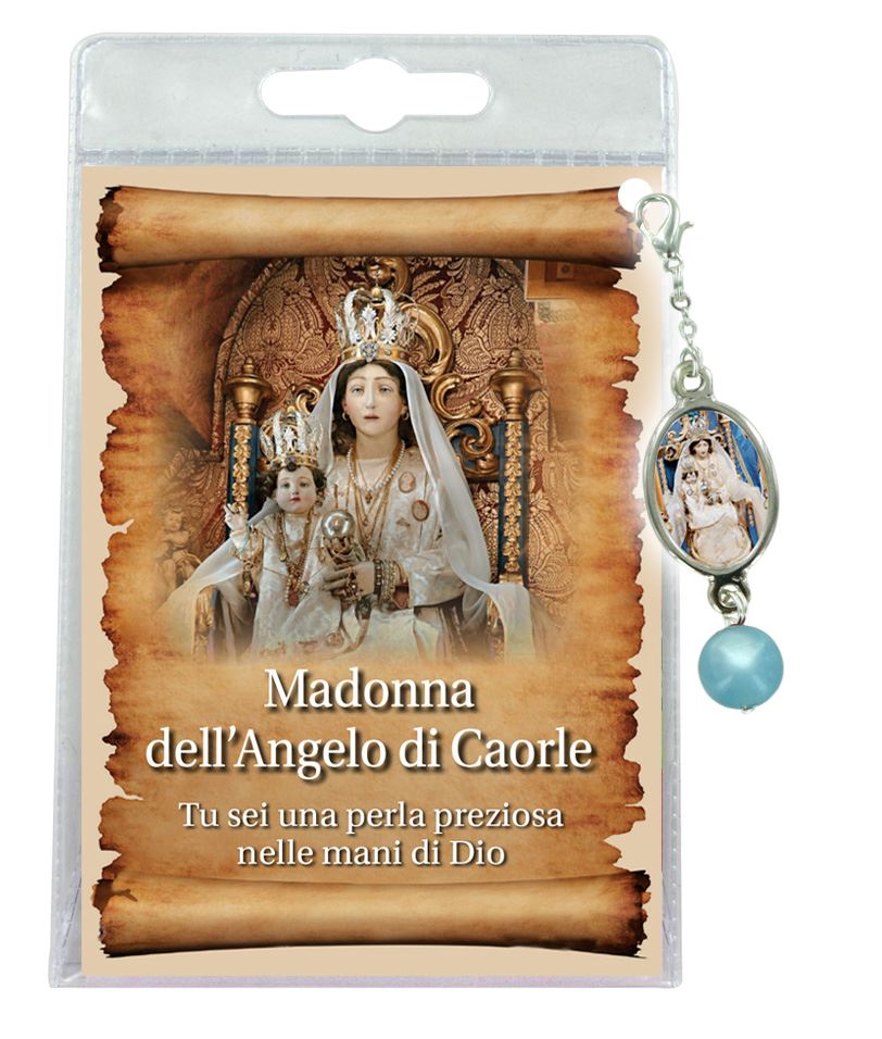blister con ciondolo medaglia e perla madonna dell'angelo di caorle - italiano