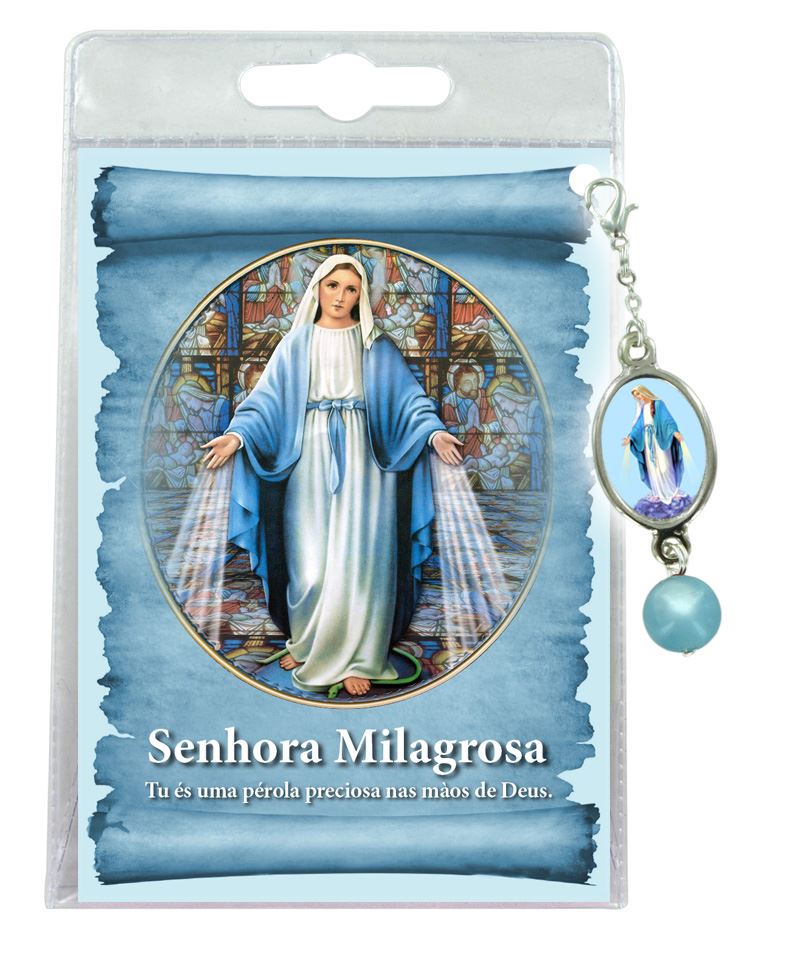 blister con ciondolo medaglia e perla madonna miracolosa - portoghese