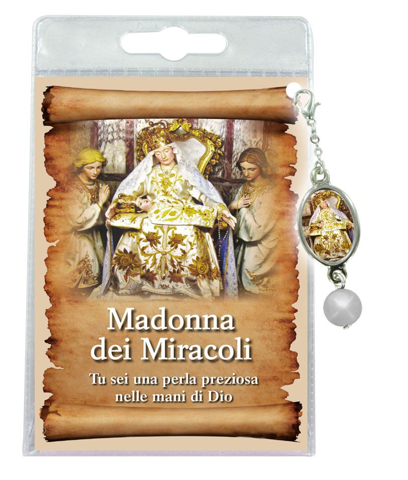 blister con ciondolo medaglia e perla madonna dei miracoli - italiano