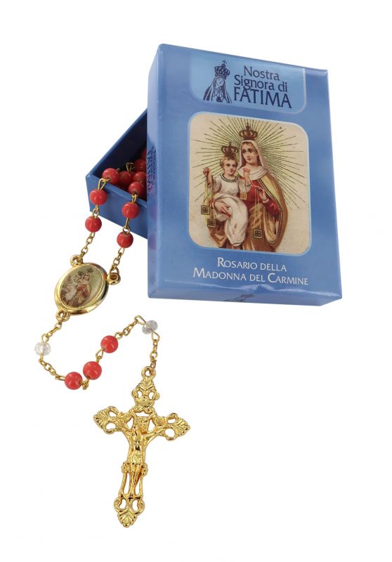 rosario della madonna del carmine con grani in vetro colorato, Ø 6,5 mm