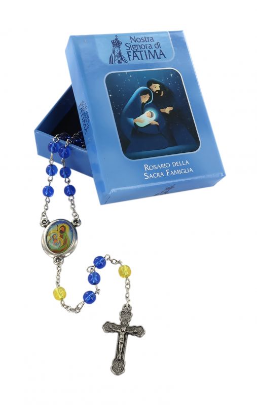 rosario della sacra famiglia con grani in vetro colorato, Ø 6,5 mm