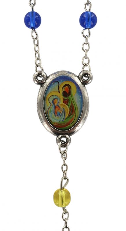 rosario della sacra famiglia con grani in vetro colorato, Ø 6,5 mm