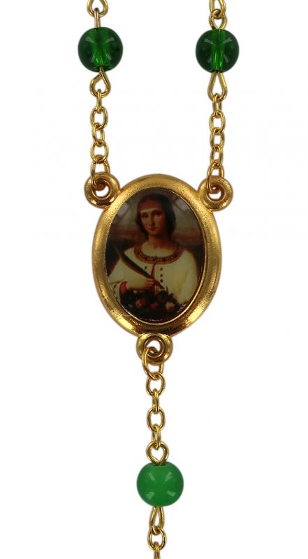 rosario di santa dorotea con grani in vetro colorato, Ø 6 mm