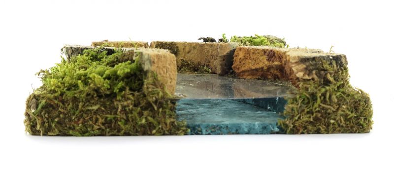 curva di fiume componibile per presepe, bertoni presepe linea natale, legno, multicolore, 12 x 3 x 12 cm