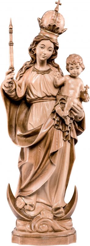 statua della madonna bavarese da 15 cm in legno con mordente in 3 toni di marrone - demetz deur