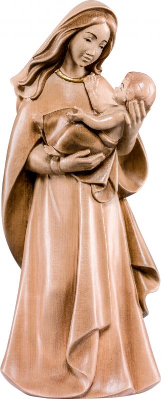 statua della madonna madre della gioventù, linea da 60 cm, in legno di tiglio, 3 toni di marrone - demetz deur