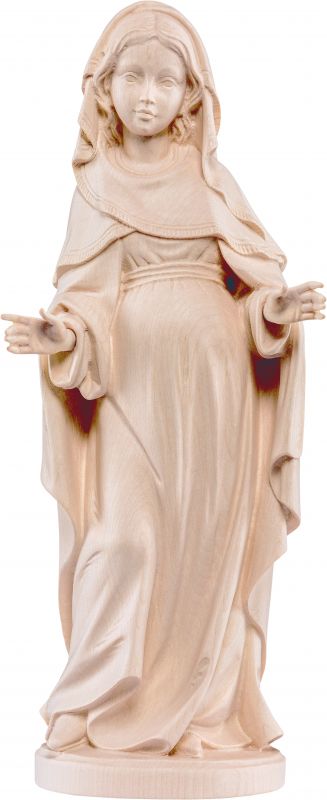 statua della madonna incinta in legno naturale, linea da 30 cm - demetz deur