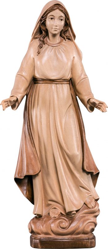 statua della madonna delle grazie in legno, 3 toni di marrone, linea da 30 cm - demetz deur