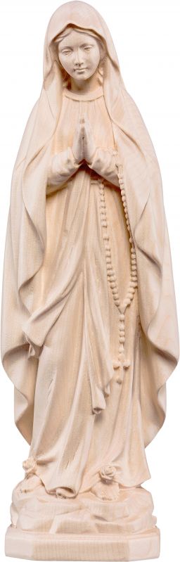 statua della madonna di lourdes in legno naturale, linea da 40 cm - demetz deur