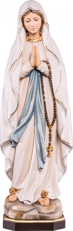 statua della madonna di lourdes in legno dipinto a mano, linea da 20 cm - demetz deur