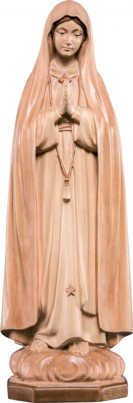 statua della madonna di fátima in legno, 3 toni di marrone, linea da 12 cm - demetz deur