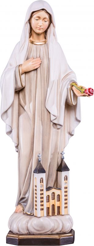 madonna medjugorje - demetz - deur - statua in legno dipinta a mano. altezza pari a 20 cm.