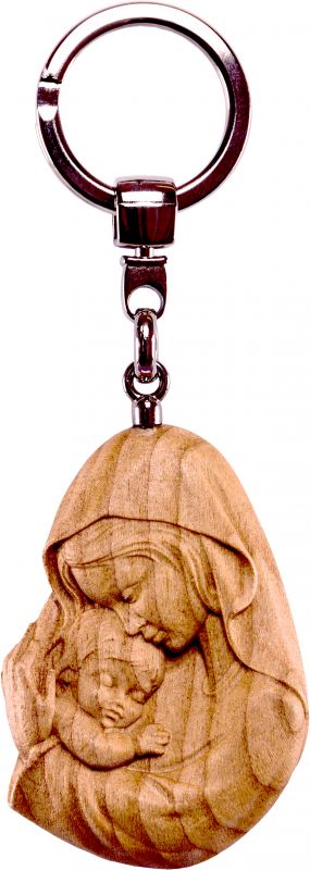 portachiavi madonna ciliegio - demetz - deur - statua in legno dipinta a mano. altezza pari a 6 cm.