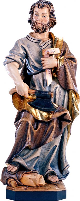 statua di s. giuseppe artigiano in legno dipinto a mano, linea da 40 cm - demetz deur