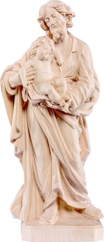 statua di san giuseppe con gesù bambino in legno di tiglio naturale, linea da 60 cm - demetz deur