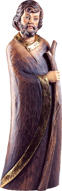 san giuseppe pastore - demetz - deur - statua in legno colorata dipinta a mano. altezza pari a 20 cm.