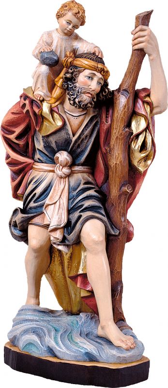 san cristoforo duomo di colonia - demetz - deur - statua in legno dipinta a mano. altezza pari a 33 cm.