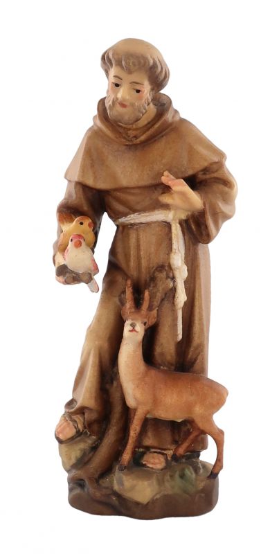 statua di san francesco d'assisi in legno dipinto a mano, linea da 10 cm - demetz deur