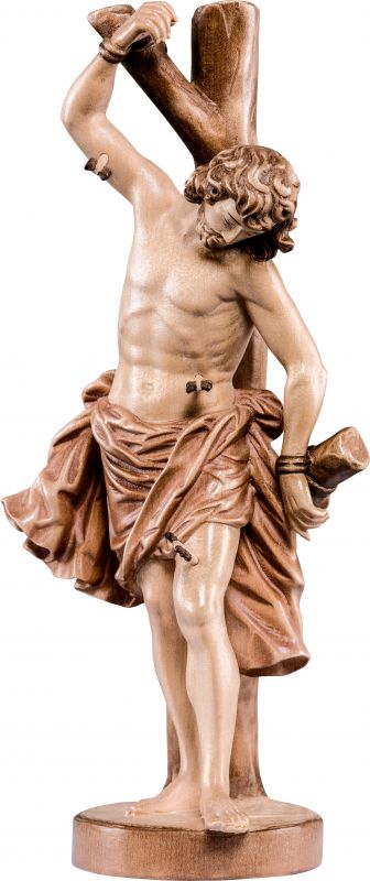 san sebastiano - demetz - deur - statua in legno brunito a 3 colori dipinta a mano. altezza pari a 60 cm.