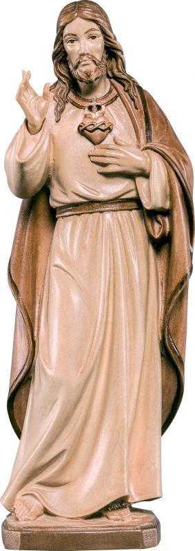 sacro cuore di gesù classic - demetz - deur - statua in legno dipinta a mano. altezza pari a 15 cm.