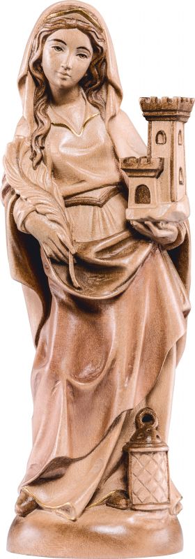 statua santa barbara gotica - demetz - deur - statua in legno dipinta a mano. altezza pari a 60 cm.