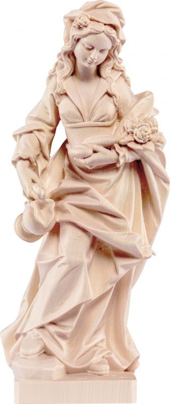 statua santa elisabetta con rose - demetz - deur - statua in legno dipinta a mano. altezza pari a 90 cm.