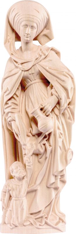 statua santa elisabetta con mendicante - demetz - deur - statua in legno dipinta a mano. altezza pari a 30 cm.