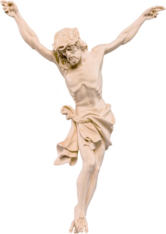 crocifisso cristo delle alpi bianco - demetz - deur - statua in legno dipinta a mano. altezza pari a 110 cm.