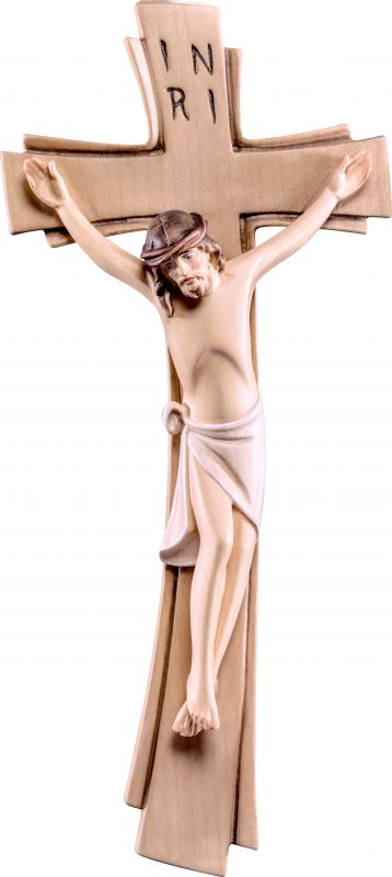 crocifisso sinai bianco - demetz - deur - statua in legno dipinta a mano. altezza pari a 60 cm.