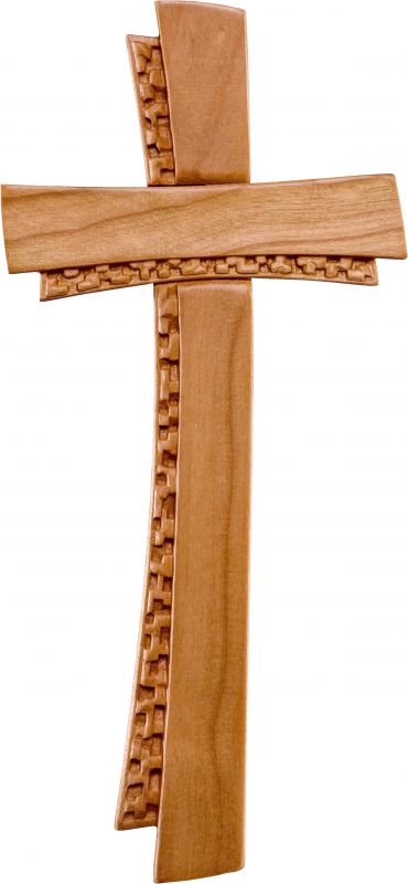 crocifisso croce deco ciliegio - demetz - deur - croce in legno dipinta a mano. altezza pari a 19 cm.