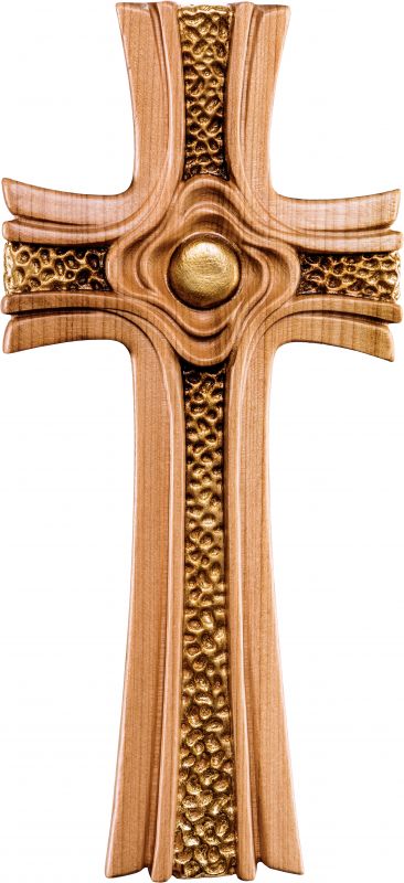 crocifisso croce delle rose ciliegio - demetz - deur - statua in legno dipinta a mano. altezza pari a 17 cm.