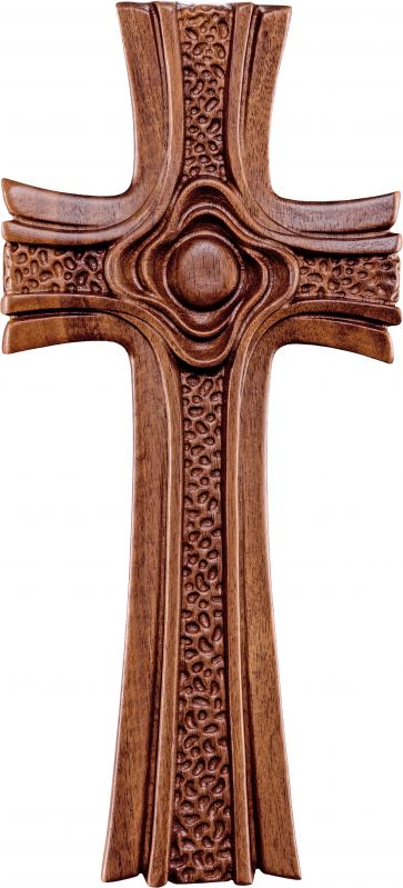 crocifisso croce delle rose noce - demetz - deur - statua in legno dipinta a mano. altezza pari a 35 cm.