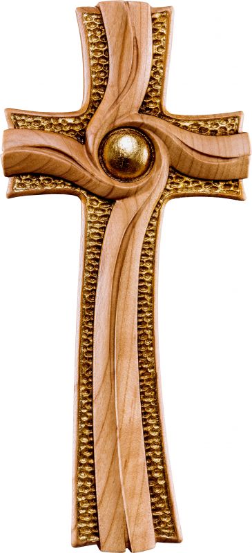 crocifisso croce della luce ciliegio - demetz - deur - croce in legno dipinta a mano. altezza pari a 26 cm.