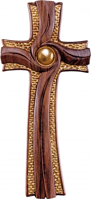 crocifisso croce della luce noce - demetz - deur - croce in legno dipinta a mano. altezza pari a 26 cm.