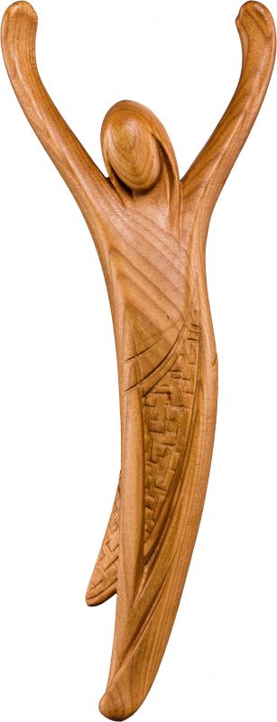crocifisso cristo della gioventù ciliegio - demetz - deur - statua in legno dipinta a mano. altezza pari a 20 cm.