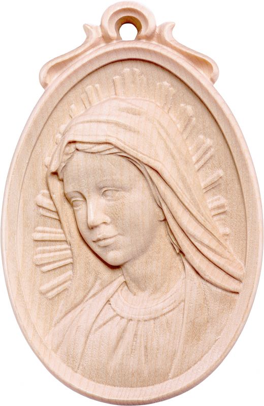 medaglione busto madonna - demetz - deur - statua in legno dipinta a mano. altezza pari a 9 cm.