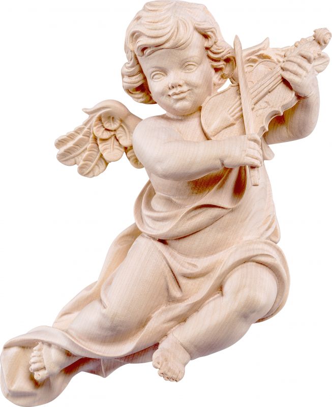 putto mariano con violino - demetz - deur - statua in legno dipinta a mano. altezza pari a 35 cm.