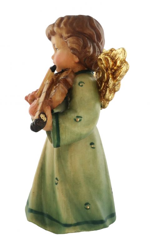 statuina dell'angioletto con violino, linea da 10 cm, in legno dipinto a mano, collezione angeli sissi - demetz deur